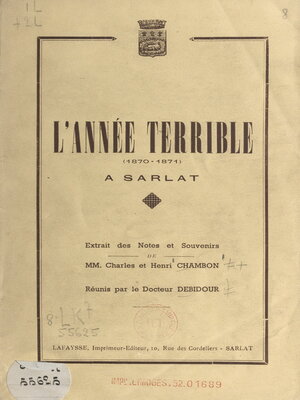 cover image of L'année terrible à Sarlat, 1870-1871